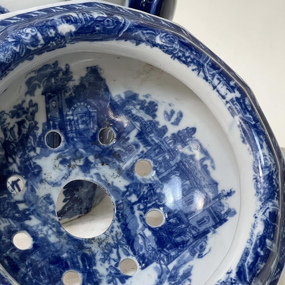 Porcelain Vintage Flow Blue Ironstone Fruit Chiller by Victoria Ware For Sale