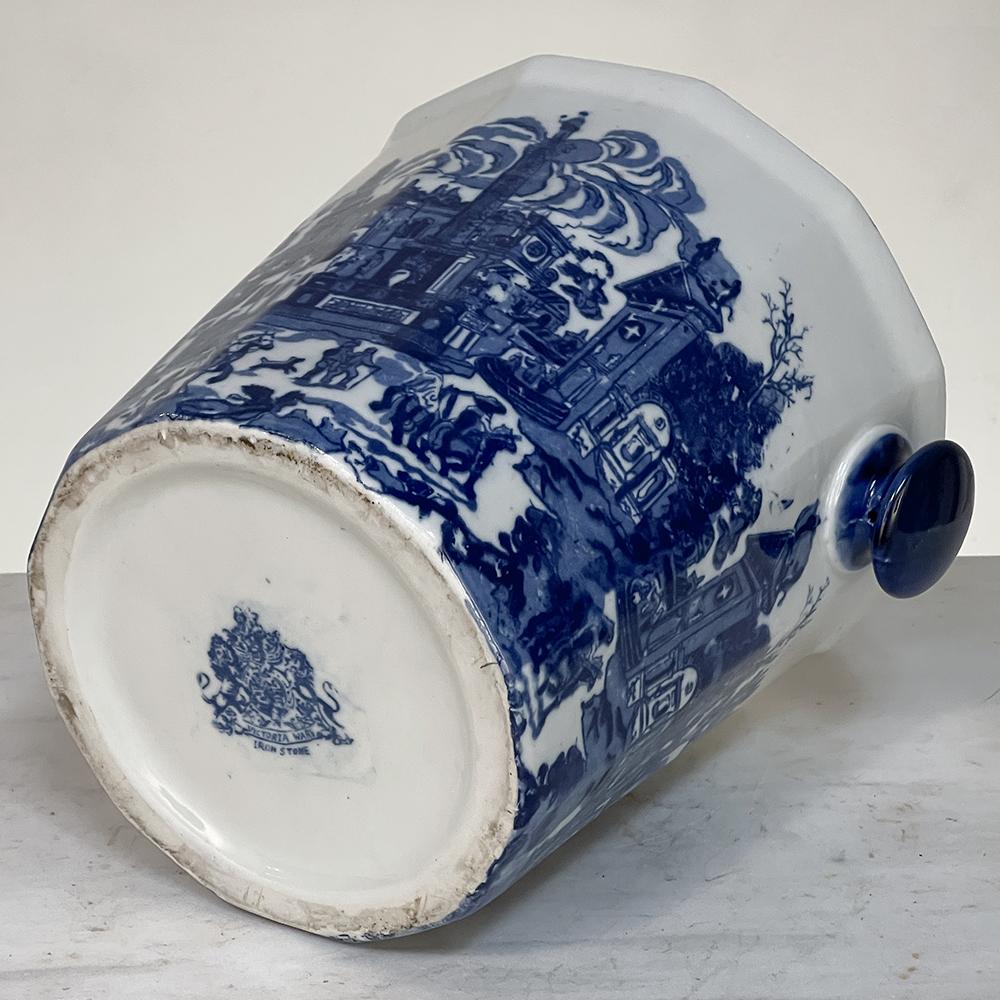 Flow Blue Obstkühler aus Eisenstein von Victoria Ware, Vintage im Angebot 10