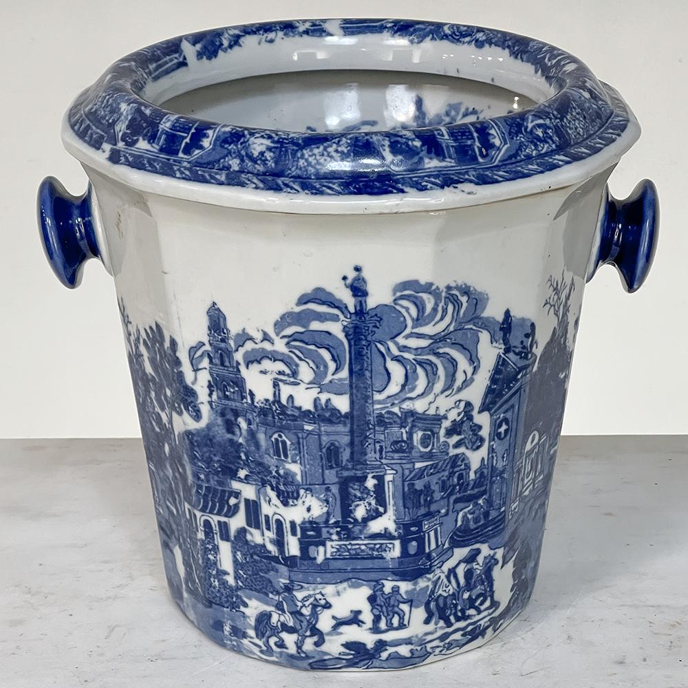 Chinese Vintage Flow Blue Ironstone Fruit Chiller by Victoria Ware For Sale