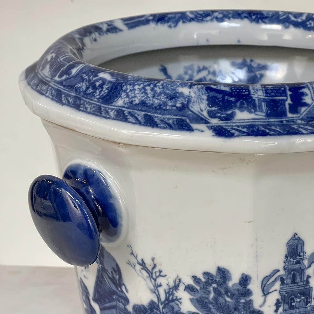 Porcelain Vintage Flow Blue Ironstone Fruit Chiller by Victoria Ware For Sale