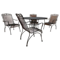 Vintage Flower and Leaf Wrought Iron Dining Set