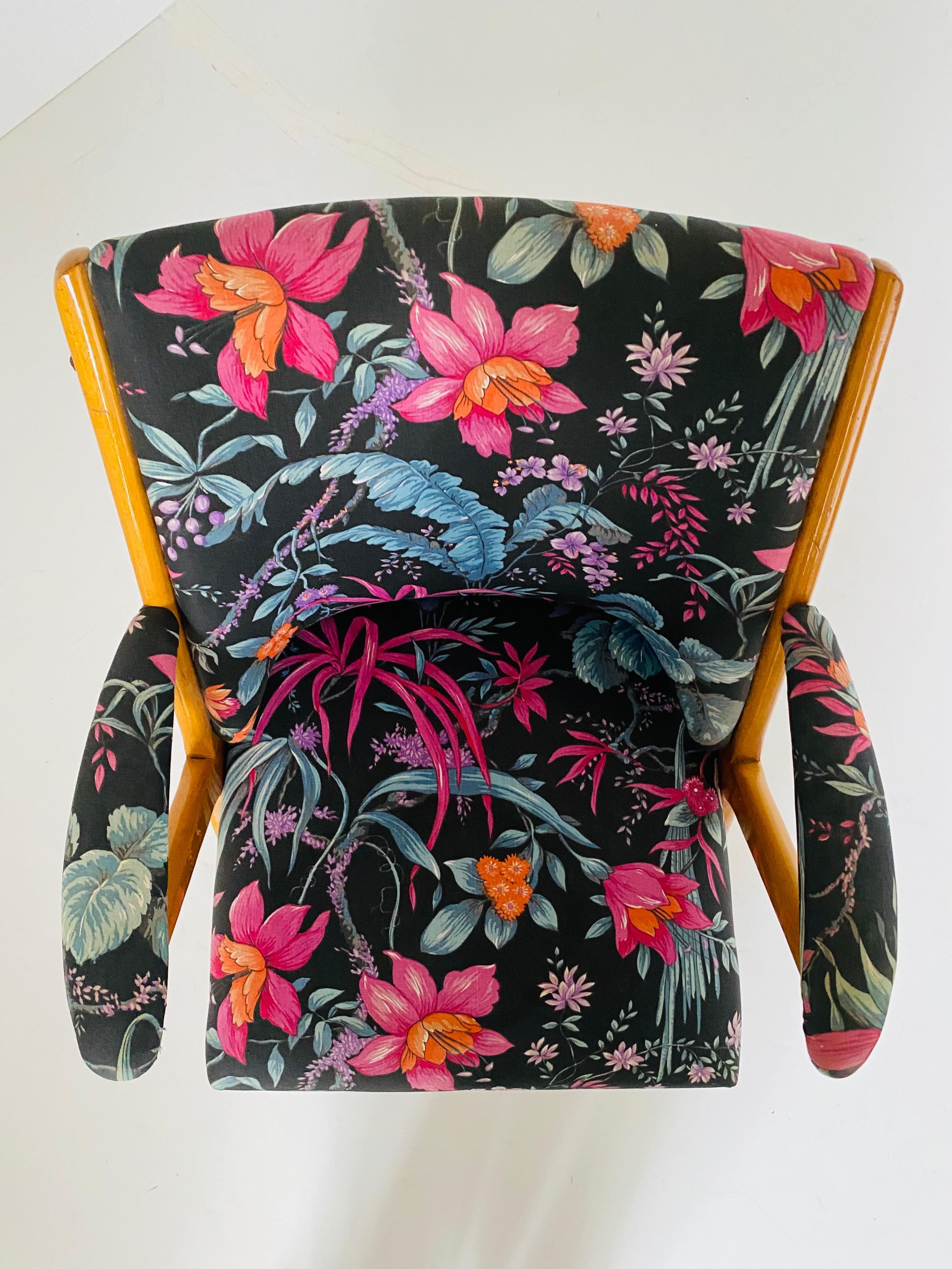 Midcentury Modern Dal Vera Armchair with Flower Pattern, Italy 1960's For Sale 3