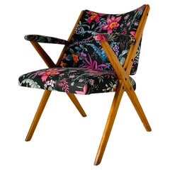 Vintage Midcentury Modern Dal Vera Armchair with Flower Pattern, Italy 1960's
