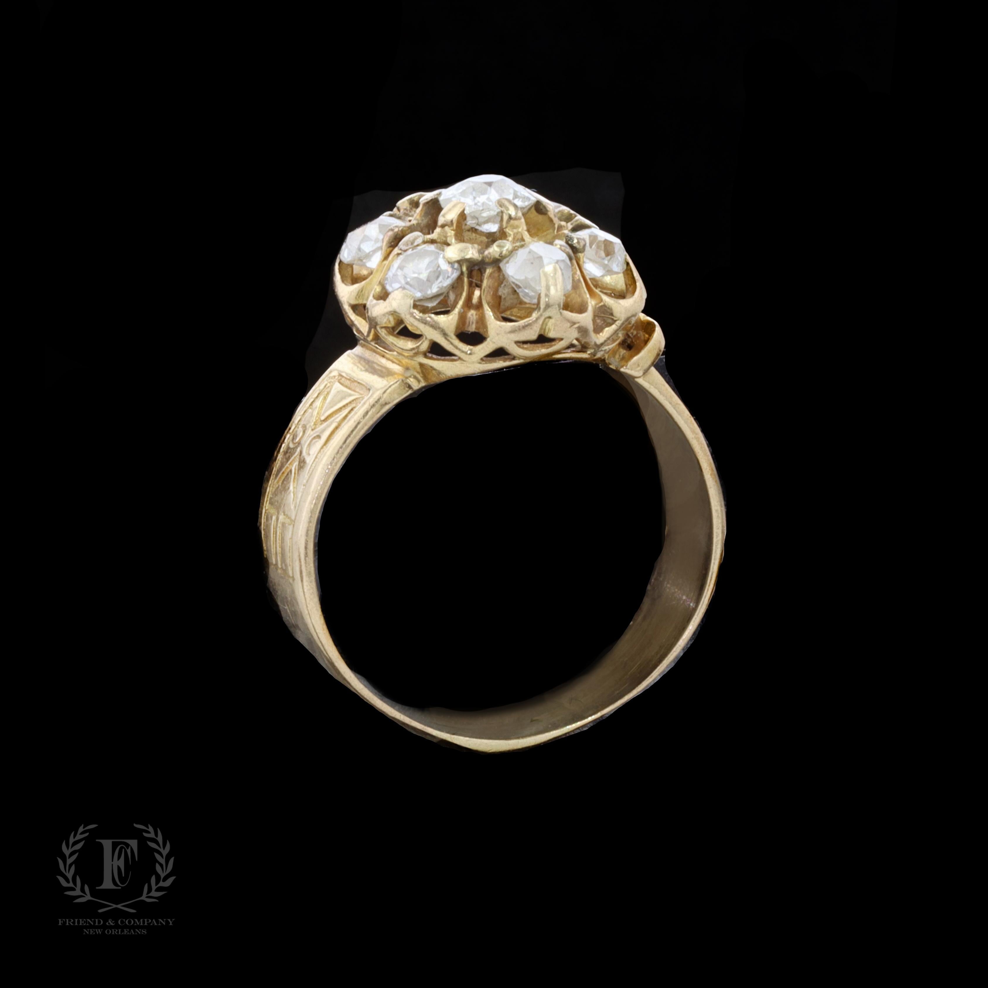Vintage Flower Diamond Ring In Good Condition For Sale In NEW ORLEANS, LA
