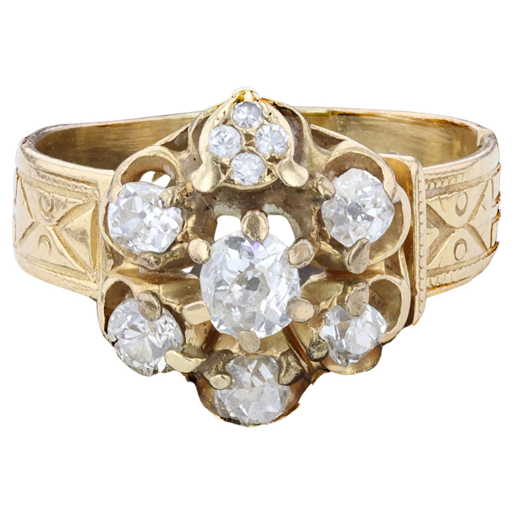 Vintage Flower Diamond Ring For Sale