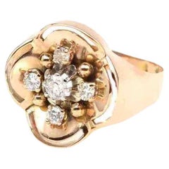 Vintage flower diamonds ring in 18k gold 