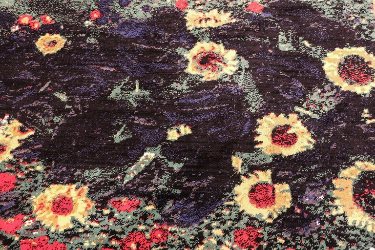 Dutch Vintage Flower Garden Design Scandinavian Rug After Gustav Klimt. Size: 6' x 9' 