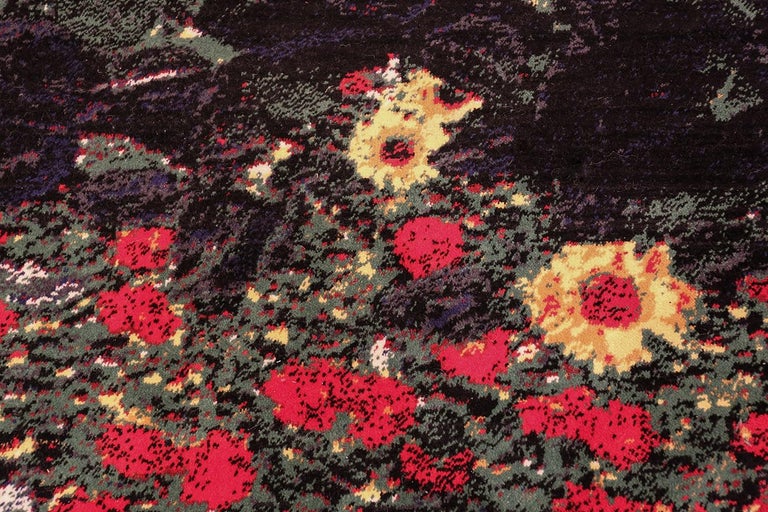 20th Century Vintage Flower Garden Design Scandinavian Rug After Gustav Klimt. Size: 6' x 9' 