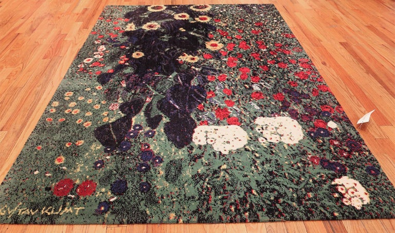 Wool Vintage Flower Garden Design Scandinavian Rug After Gustav Klimt. Size: 6' x 9' 