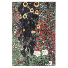 Vintage Flower Garden Design Scandinavian Rug After Gustav Klimt. Size: 6' x 9'