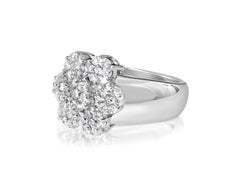 Vintage 1.50 Carat Diamonds 14K White Gold Ring Flower Motif
