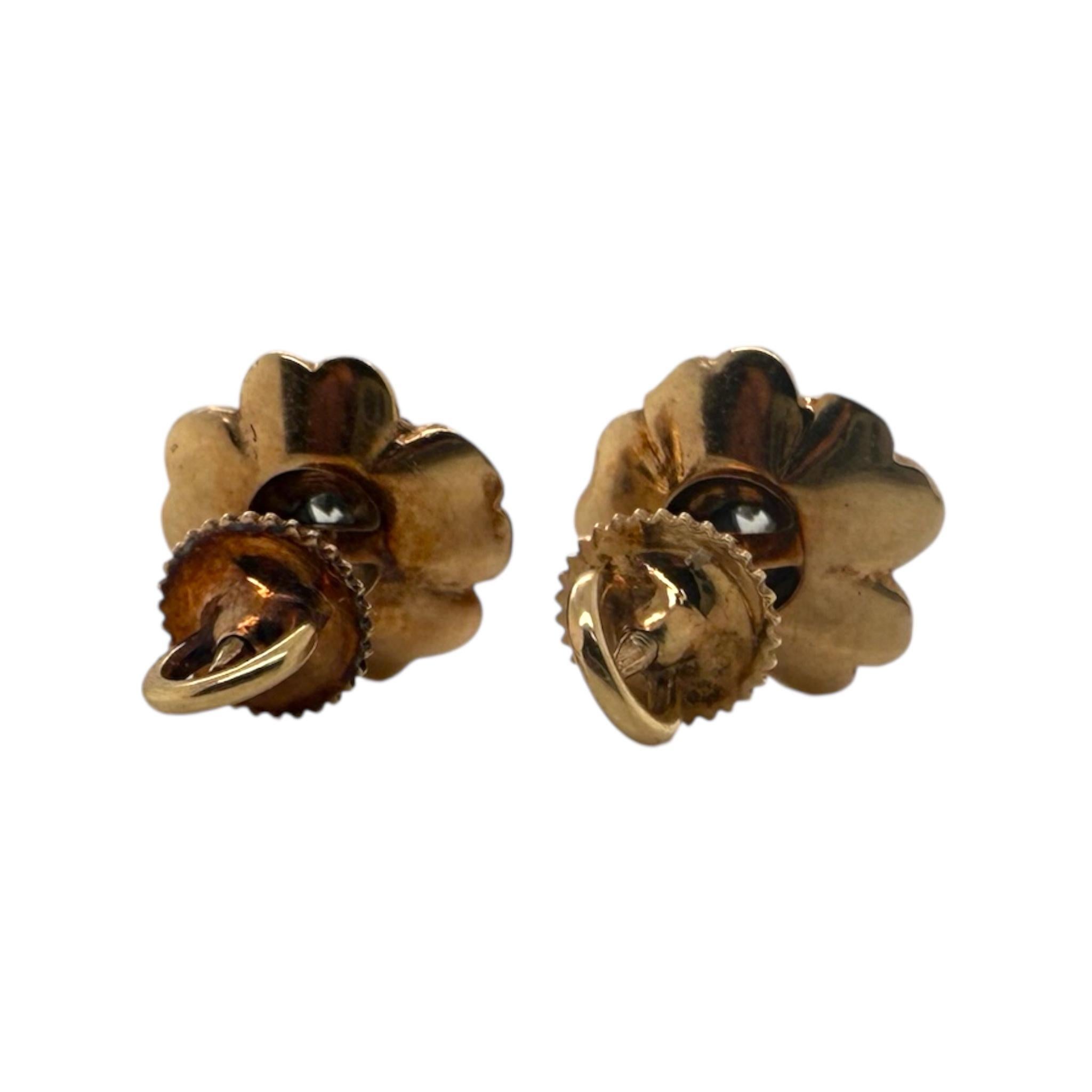 Vintage Flower Inspired Rose Gold Diamond Stud Earrings For Sale 2