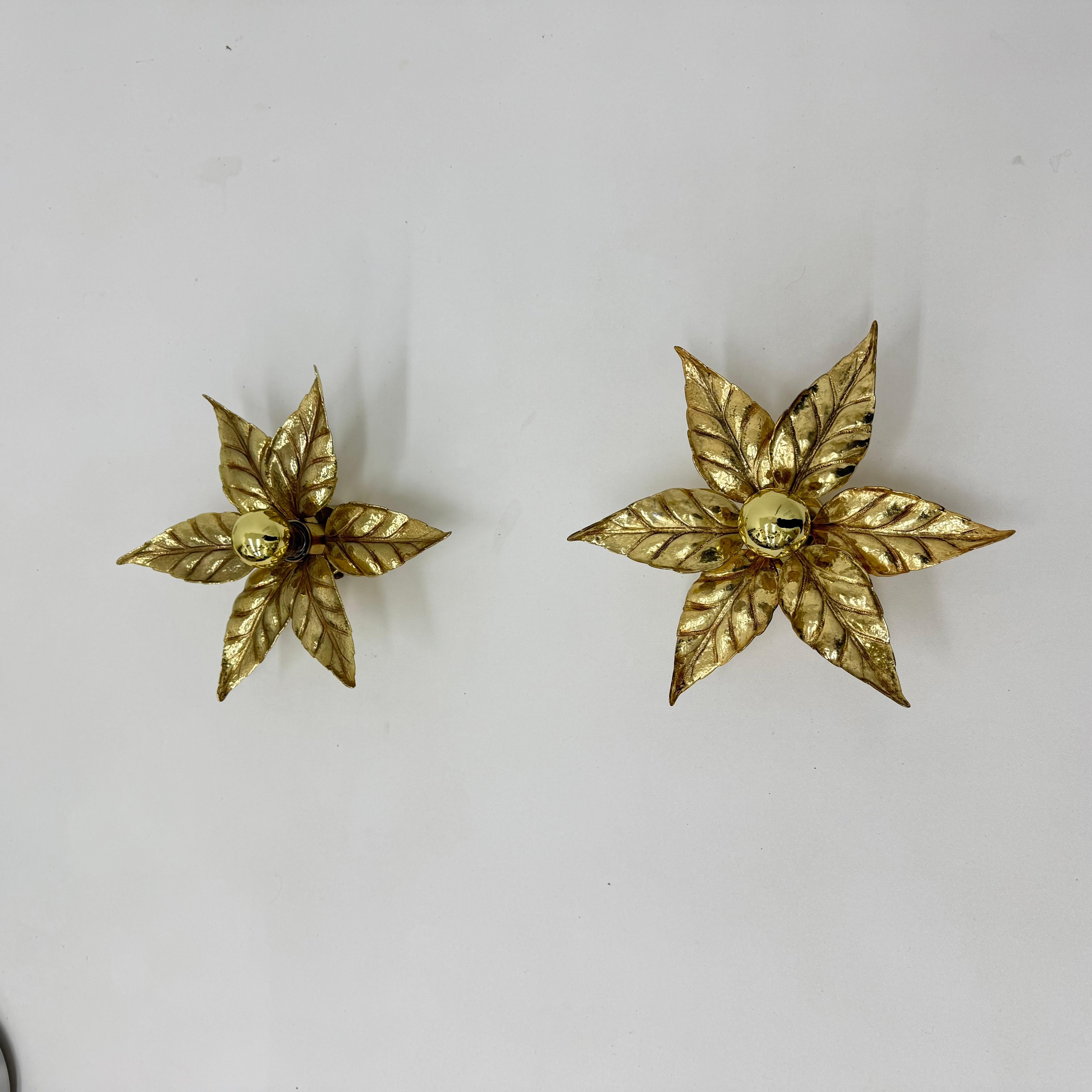 Metal Vintage flower light by Willy Daro for Massive Lighting, Belgium 1970s