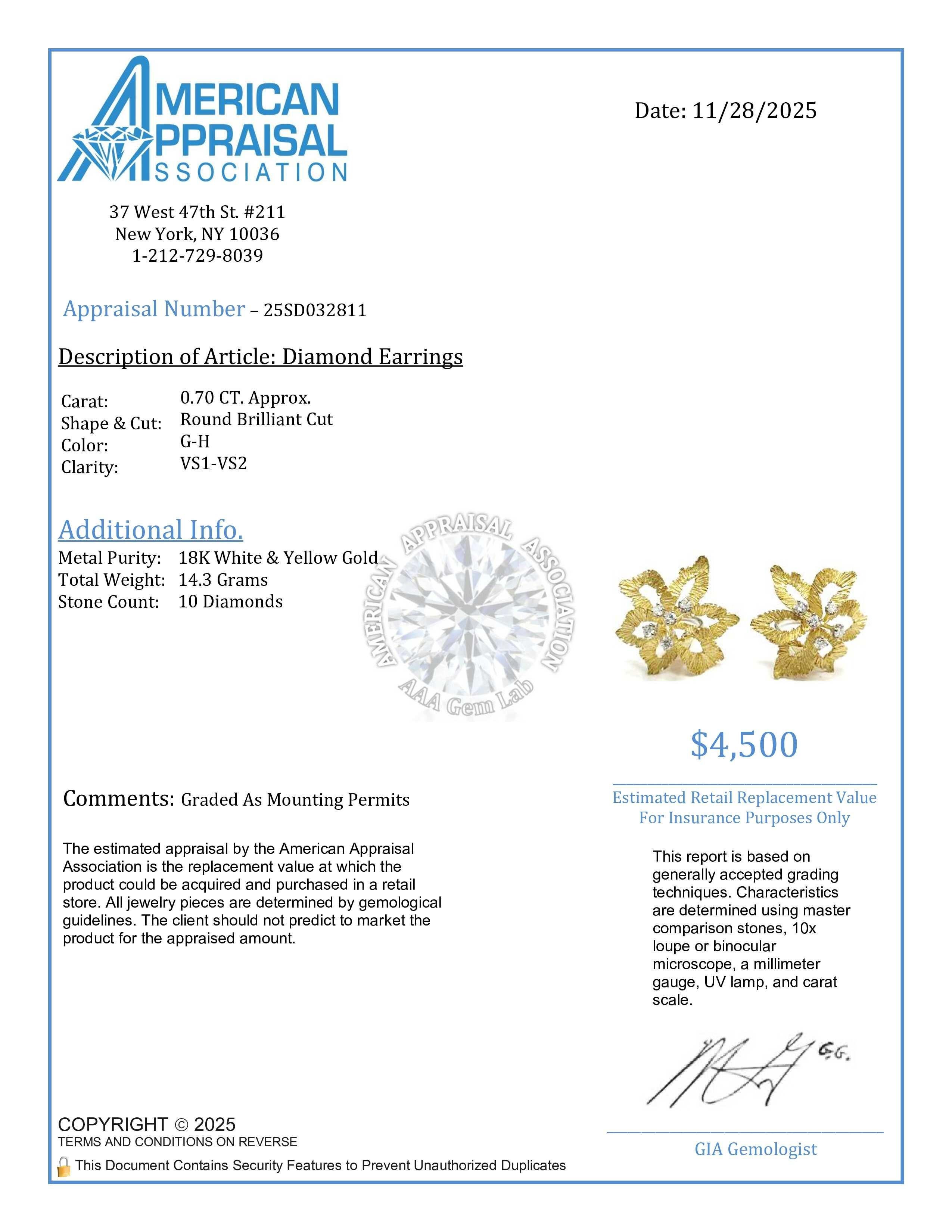 Vintage Flower Motif Clip On Earrings with Diamonds in Textured 18 Karat Gold im Angebot 8