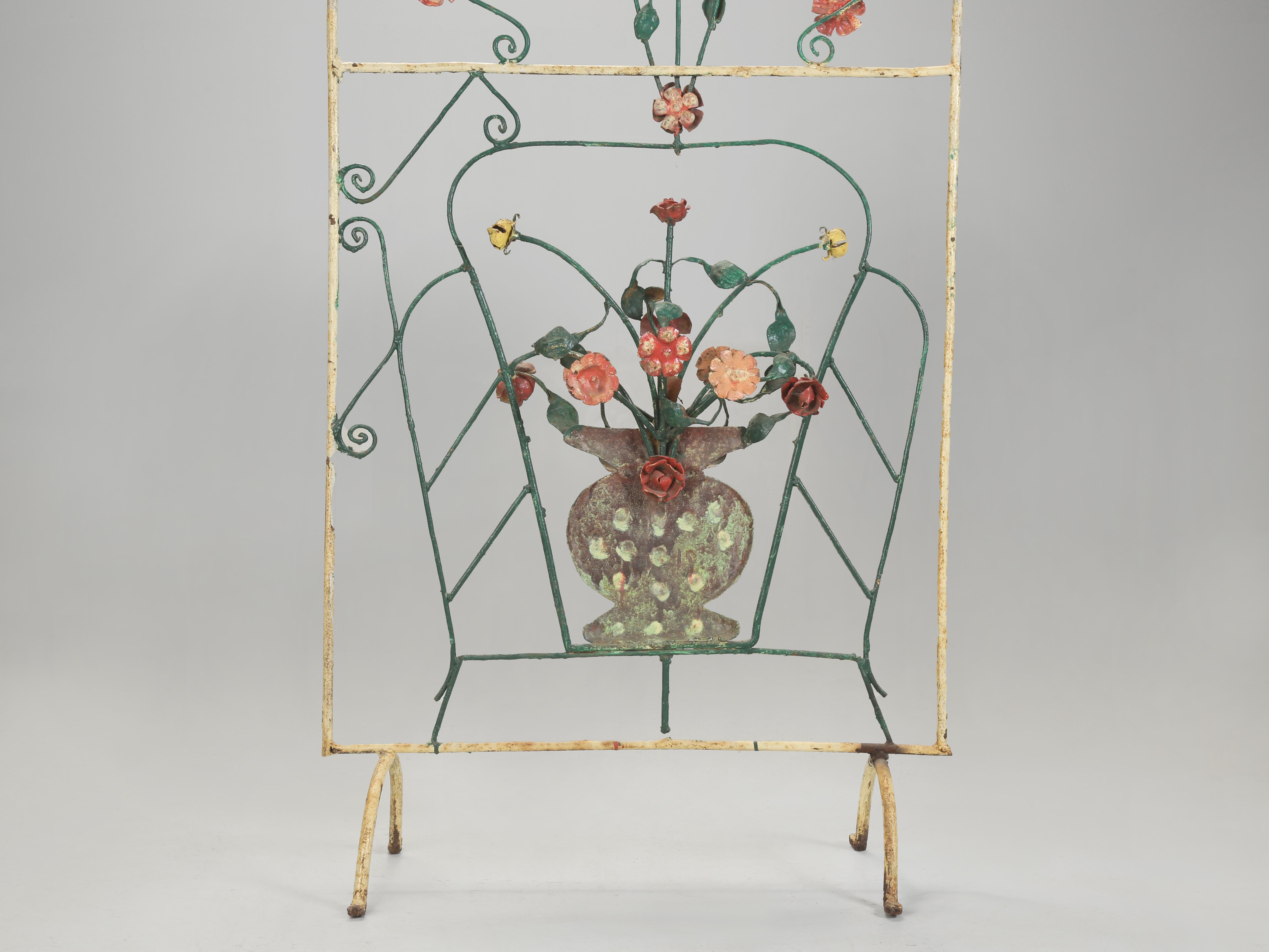 Paravento a motivi floreali o divisorio parziale d'epoca, anni '60 circa, probabilmente italiano in vendita 6