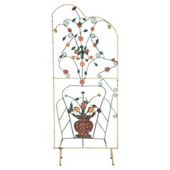 Biombo Vintage con Motivo Floral o Separador Parcial de Espacios c1960's Probablemente Italiano