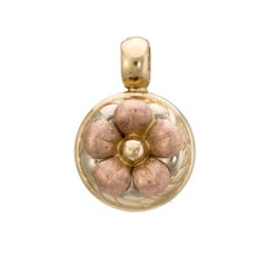 Vintage Flower Pendant 14 Karat Rose Yellow Gold Enhancer Estate Fine Jewelry