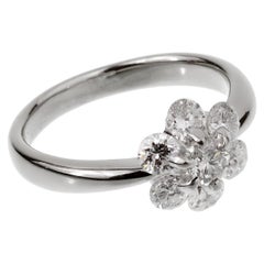 Vintage Flower Platinum Diamond Ring