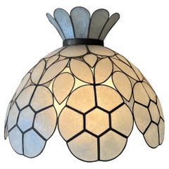 Vintage Flower Shaped Capiz Shell Swag Lamp