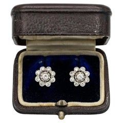 Vintage Flower Shaped French White Gold 1, 30ct Diamond Earrings.