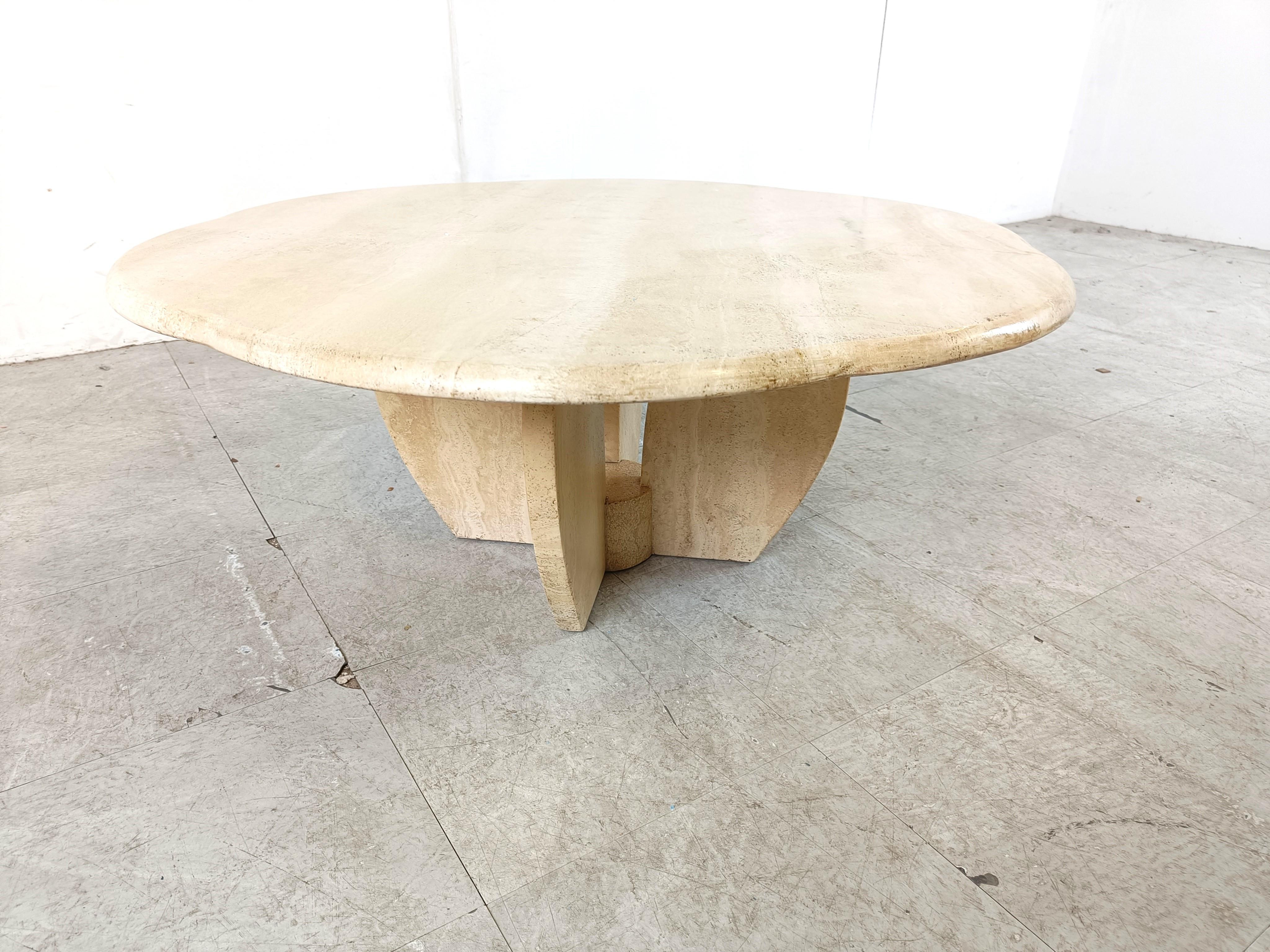 Late 20th Century Vintage flower shaped travertine coffee table, 1970s