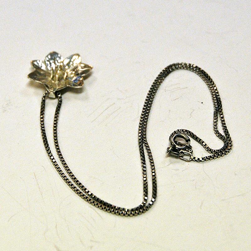Collier de fleurs vintage en argent par Bronsil AB, années 1970, Suède Bon état - En vente à Stockholm, SE