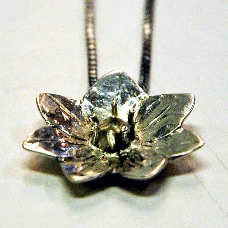 Late 20th Century Vintage Flower Silver Necklace by Bronsil AB, 1970s, Sweden For Sale
