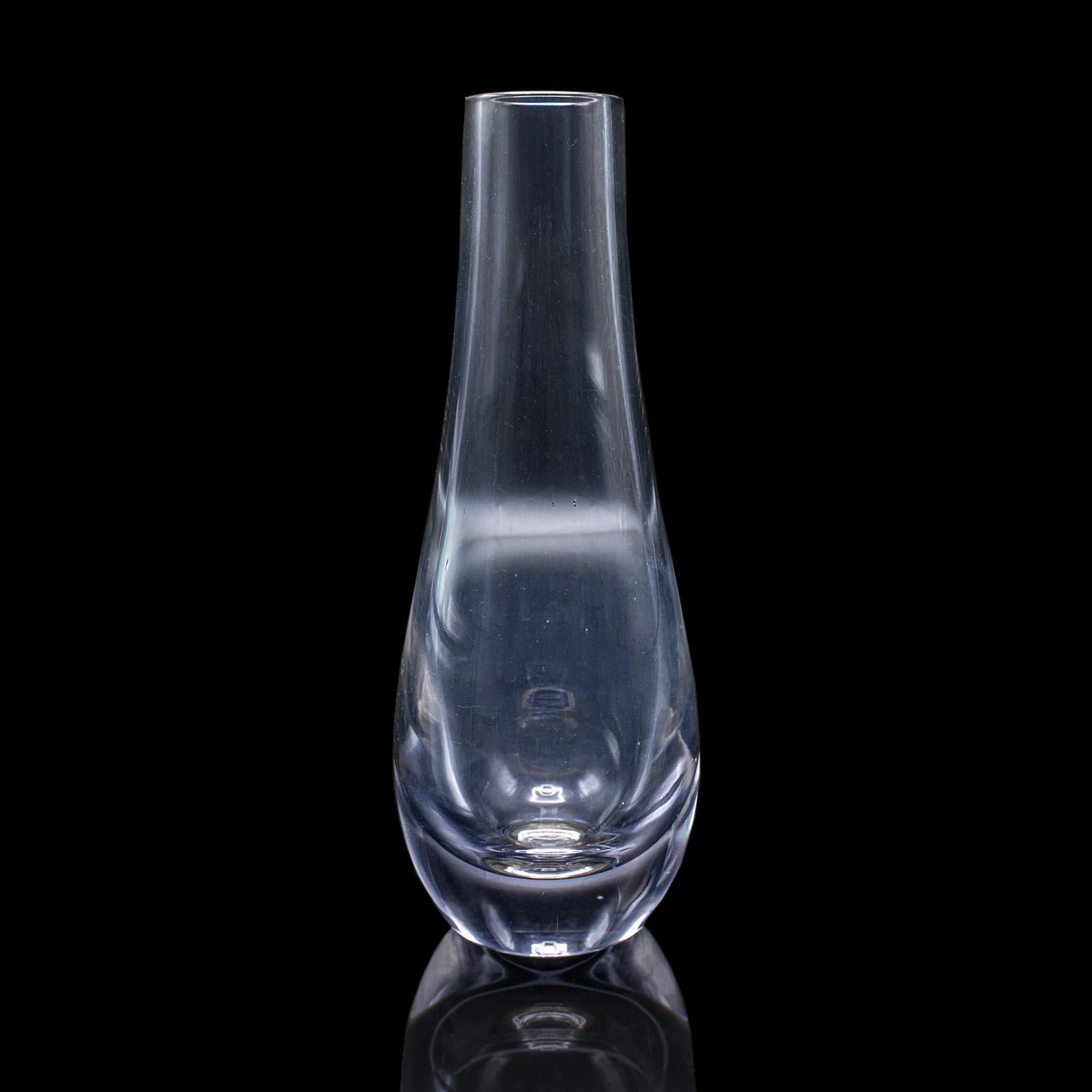 Mid-Century moderno Vaso di fiori d'epoca, inglese, vetro artistico, espositore, vaso a goccia, C.C. in vendita