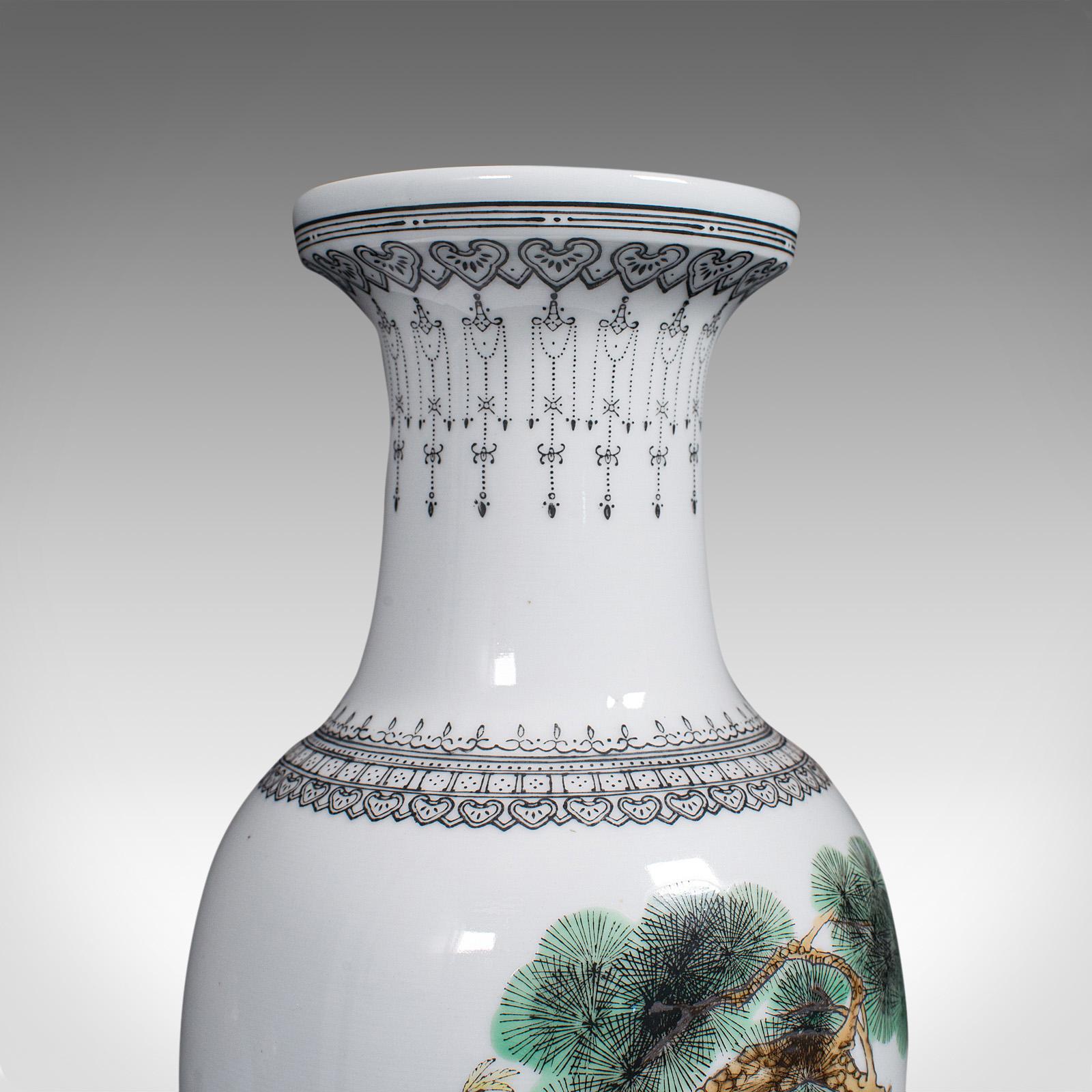 Vintage Flower Vase, Chinese, Ceramic, Decorative Urn, Peacock Motif, circa 1960 For Sale 1