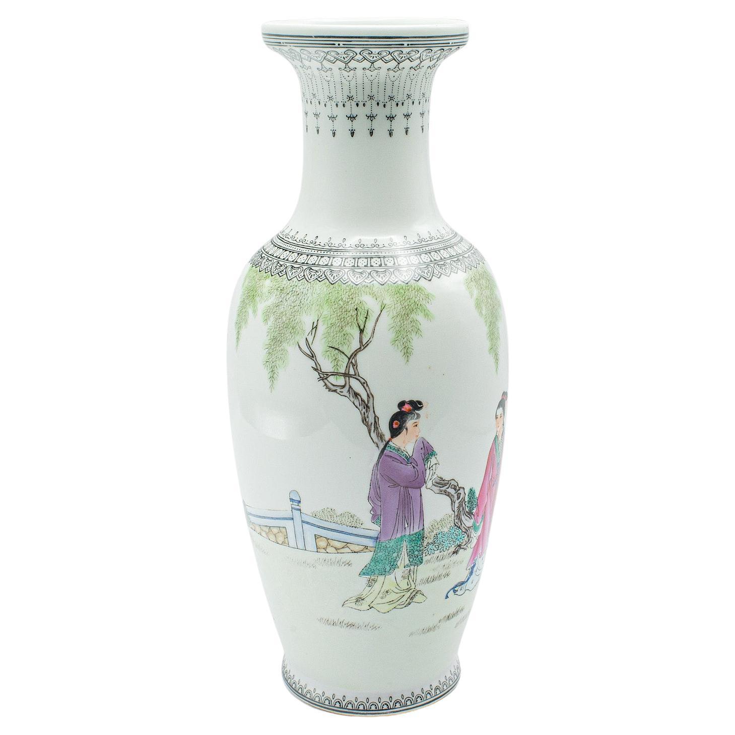 Vintage Flower Vase, Chinese, Ceramic, Stem Sleeve, Mid Century, Circa 1960
