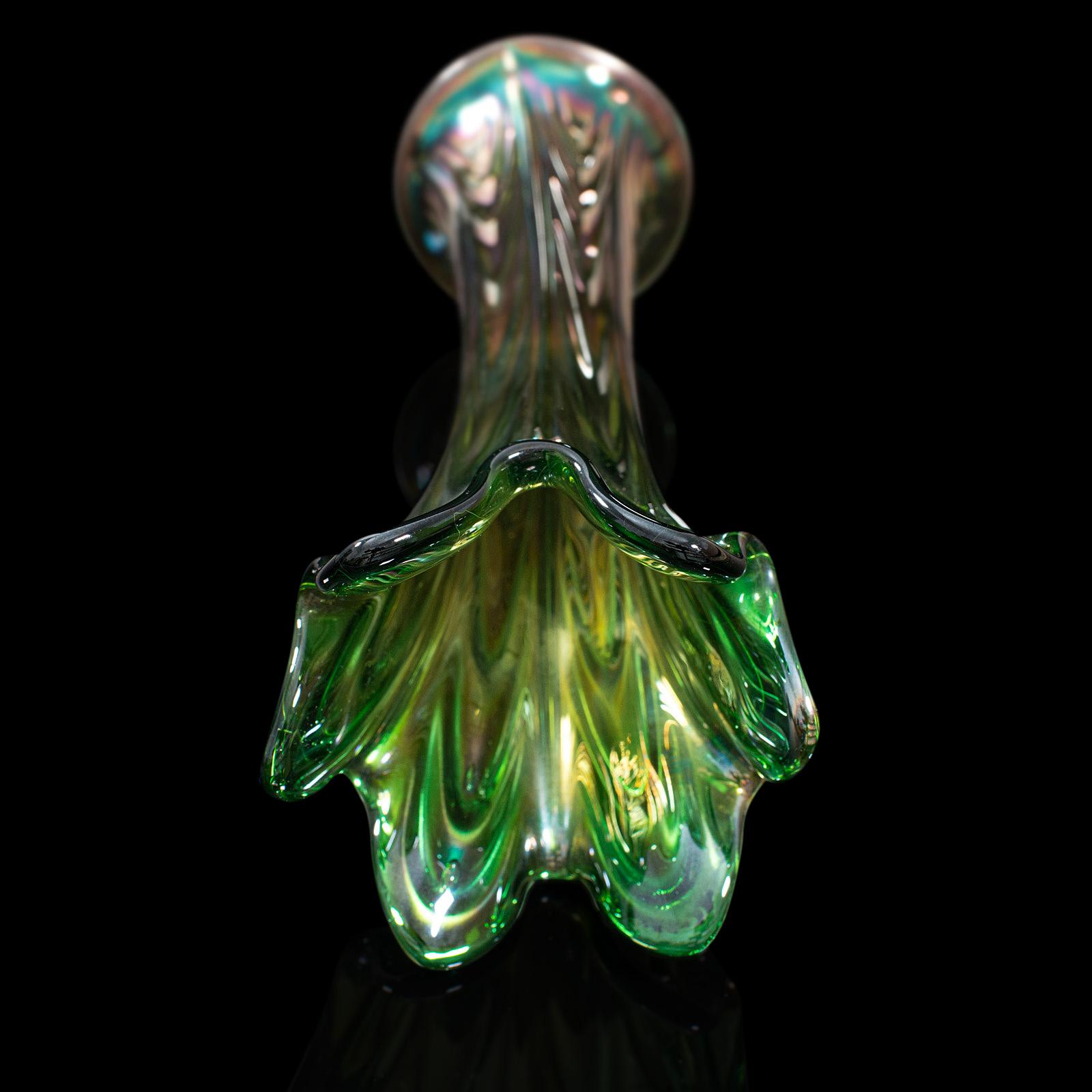 Vintage Flower Vase, English, Carnival Glass, Fluted, Early 20th Century, 1930 6