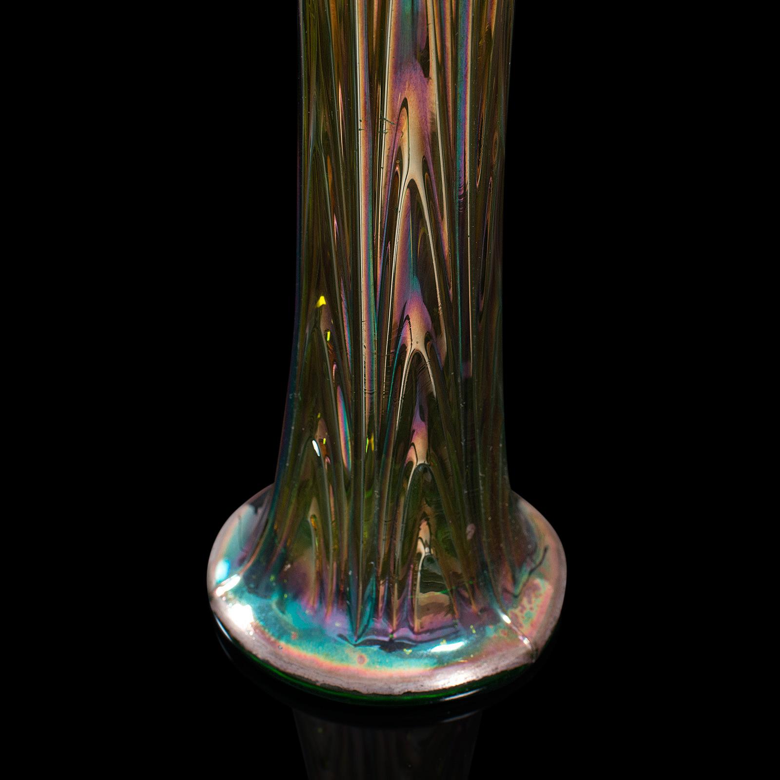 Vintage Flower Vase, English, Carnival Glass, Fluted, Early 20th Century, 1930 5