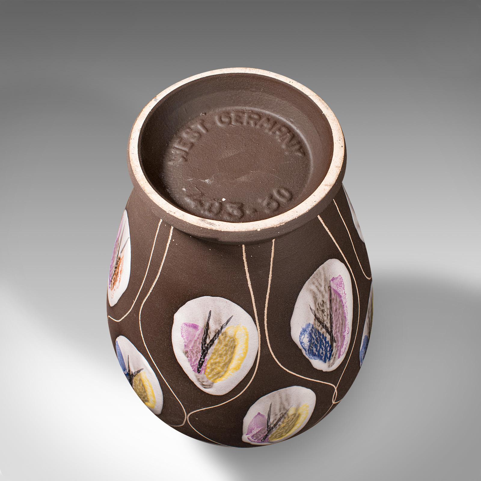 Vase à fleurs allemand, céramique mate, urne d'exposition, milieu de siècle, vers 1960 en vente 3
