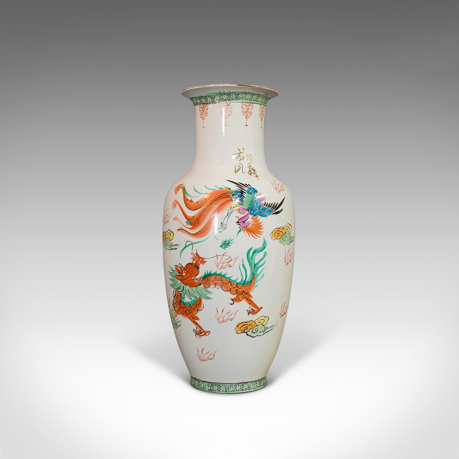 Vintage Flower Vase, Oriental, Ceramic, Baluster Urn, Art Deco, Bird of Paradise In Good Condition In Hele, Devon, GB