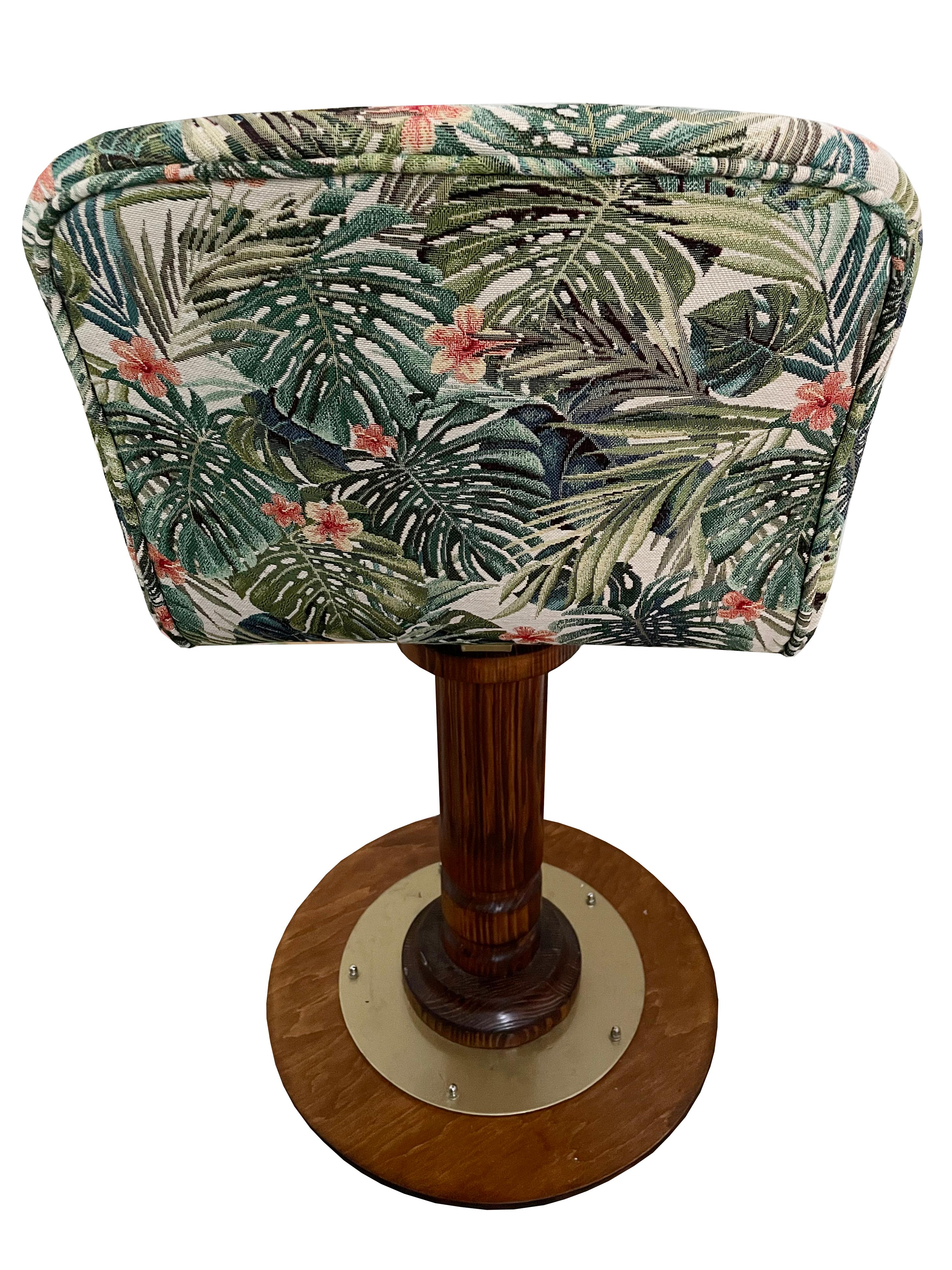 Vintage Flowers and Wood Swivel Bar Stool, Germany, 1960s For Sale 4