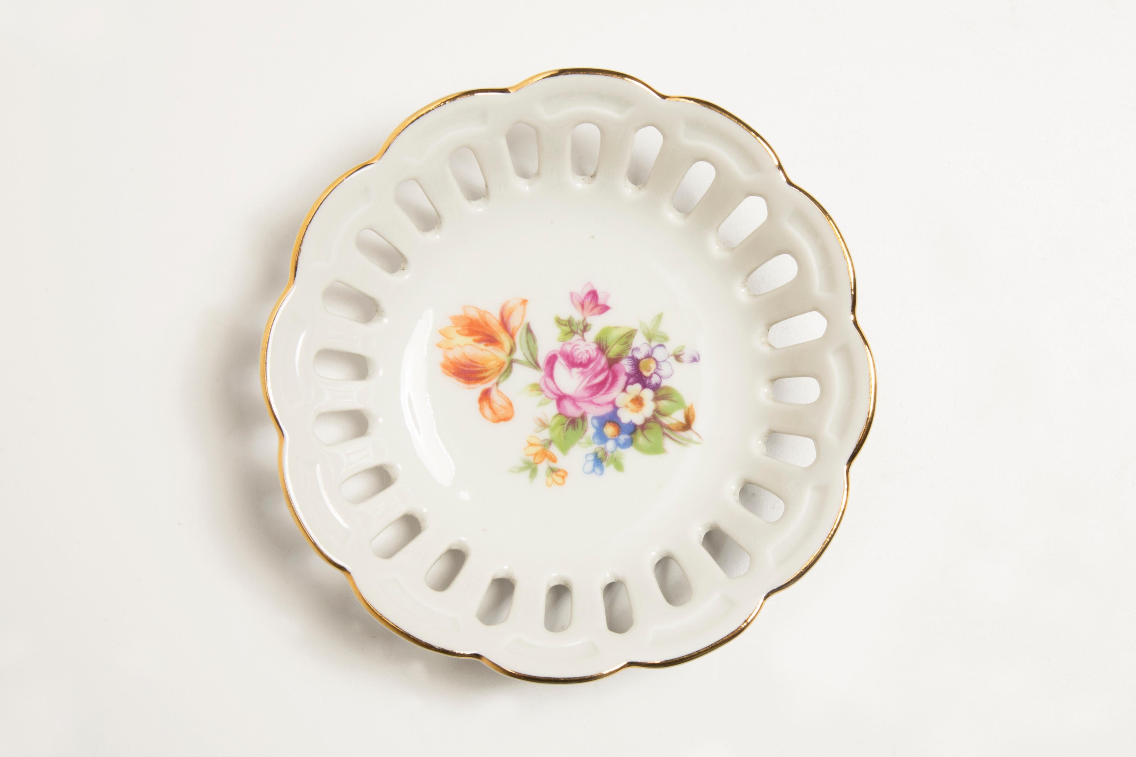 Ceramic Vintage Flowers Decorative Porcelain Plate, Germany, 1970s For Sale