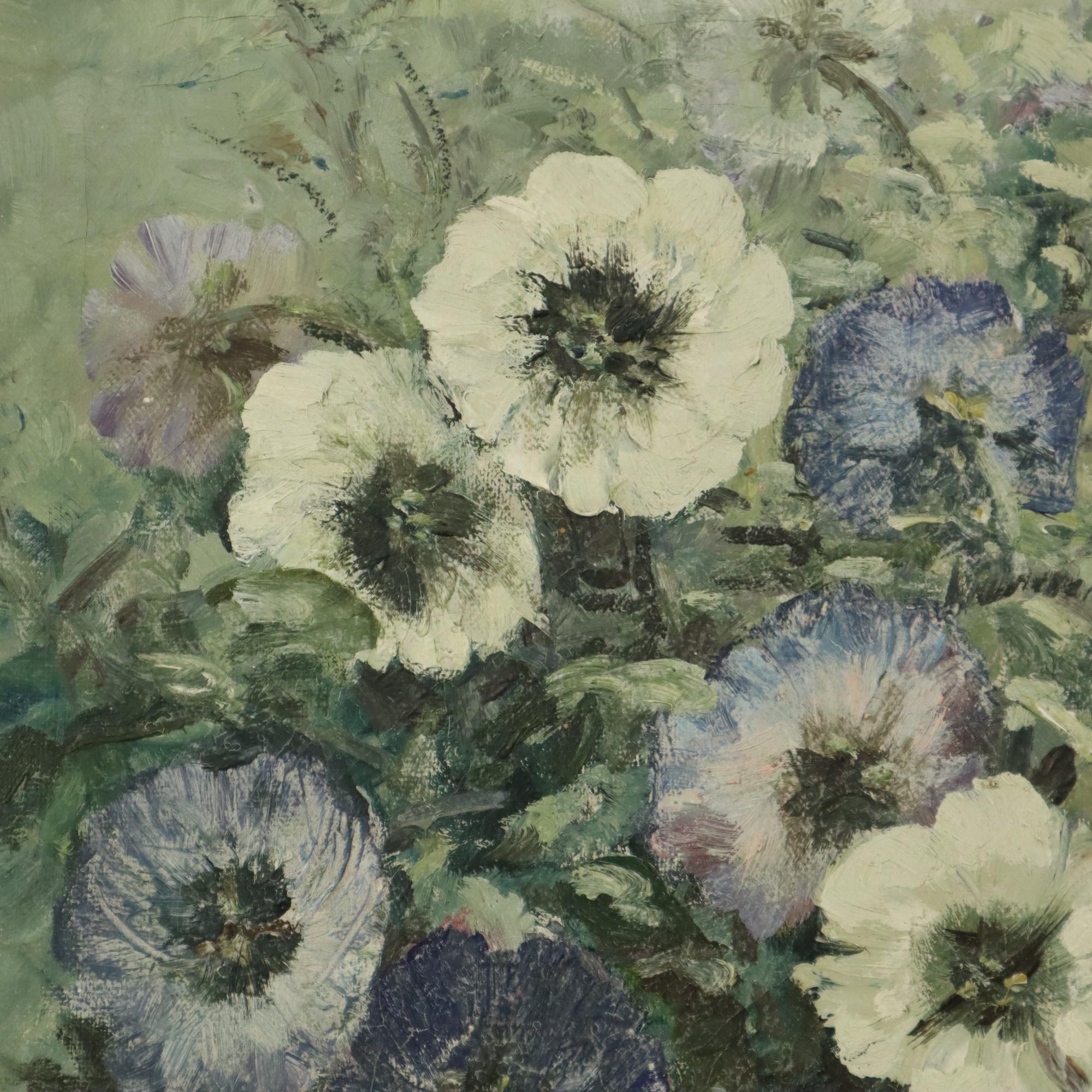 Vintage Flowers Still Life Amateur Painting Framed Signed (Ende des 20. Jahrhunderts) im Angebot