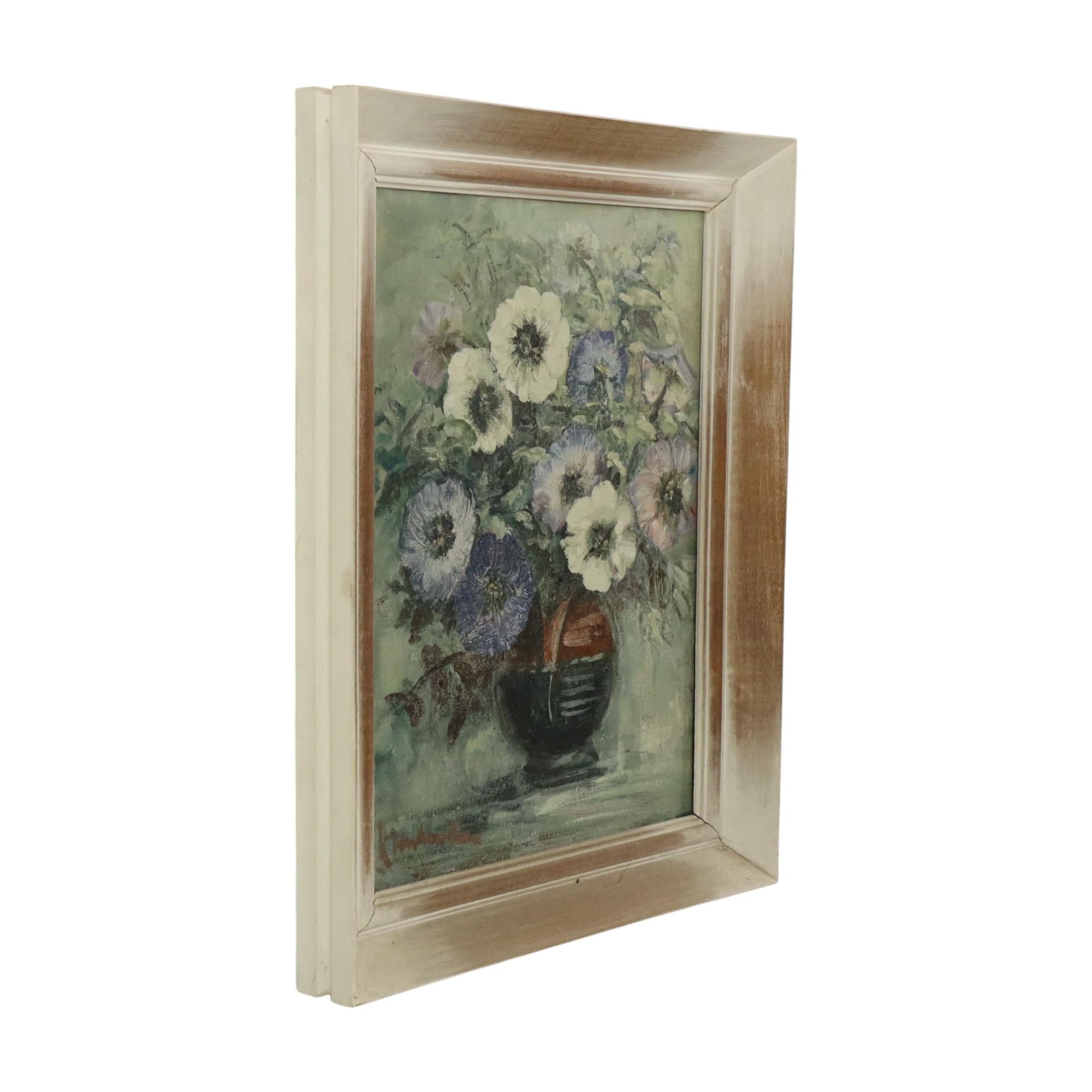 Vintage Flowers Still Life Amateur Painting Framed Signed im Angebot 2