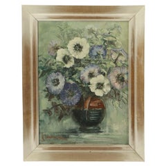 Vintage Flowers Still Life Amateur Painting Framed Signed