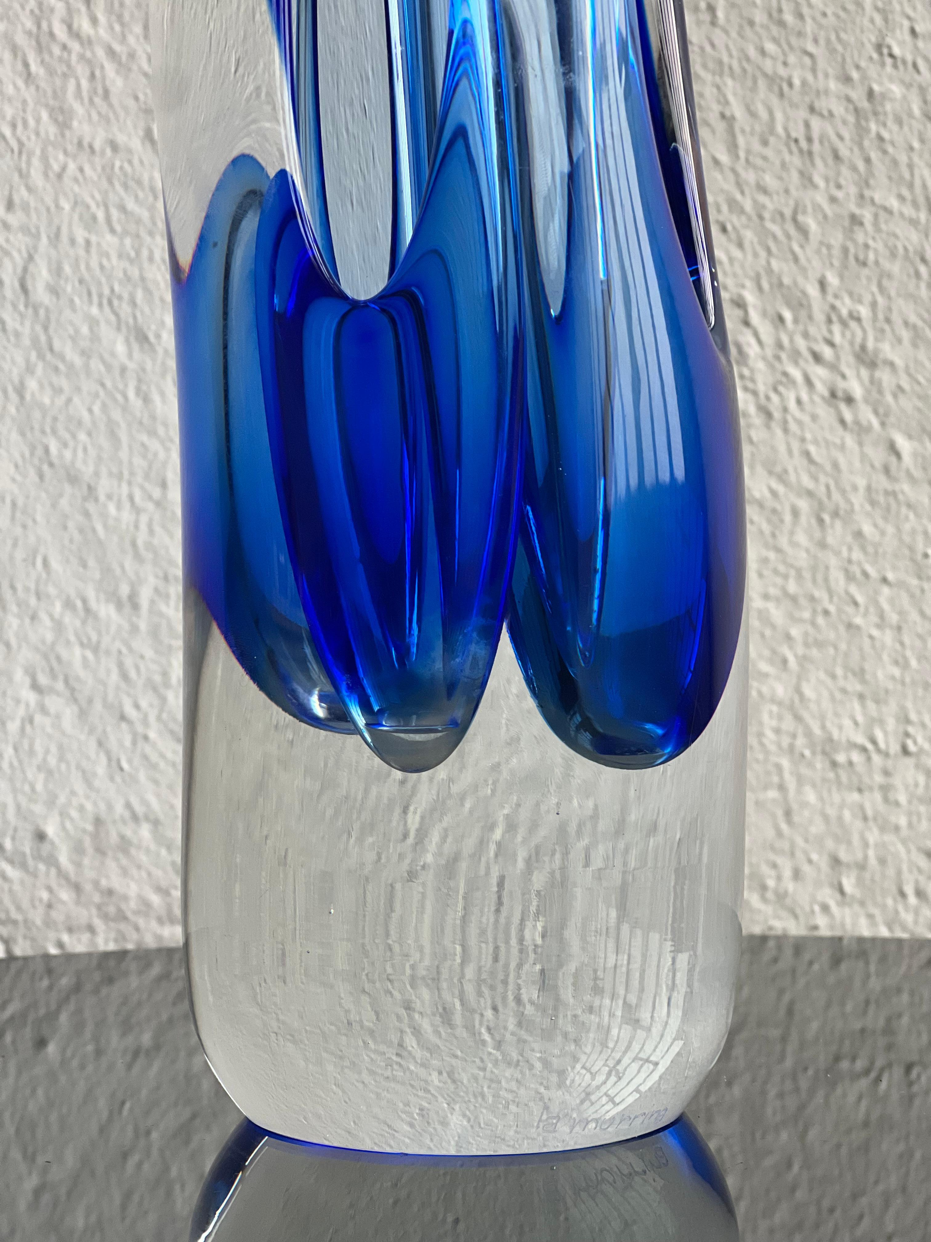 Massive skulpturale Vase, dekorativ aus blauem Murano-Glas 