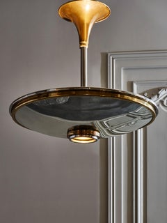 Vintage Flush Mount in Mirror with Brass Accents