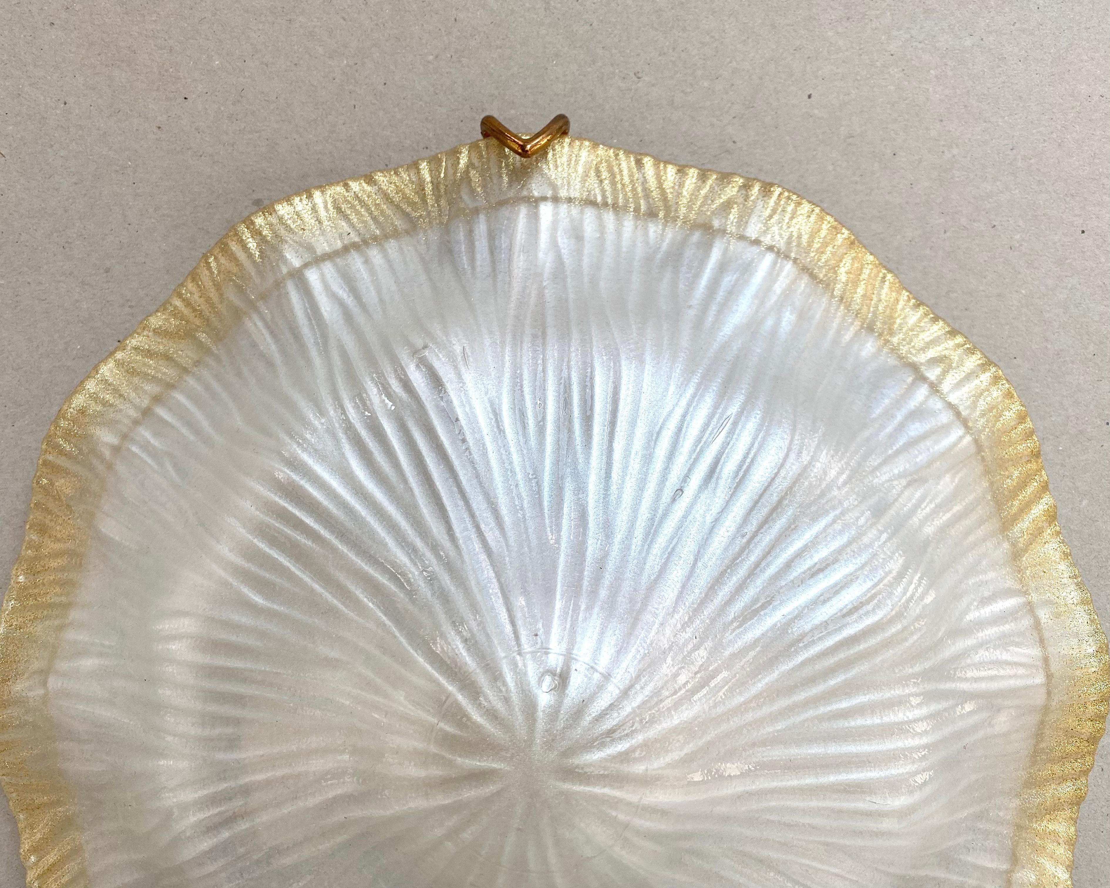 Vintage Flush Mount Light Fixture Glass Lighting Lamp, Italy In Excellent Condition In Bastogne, BE