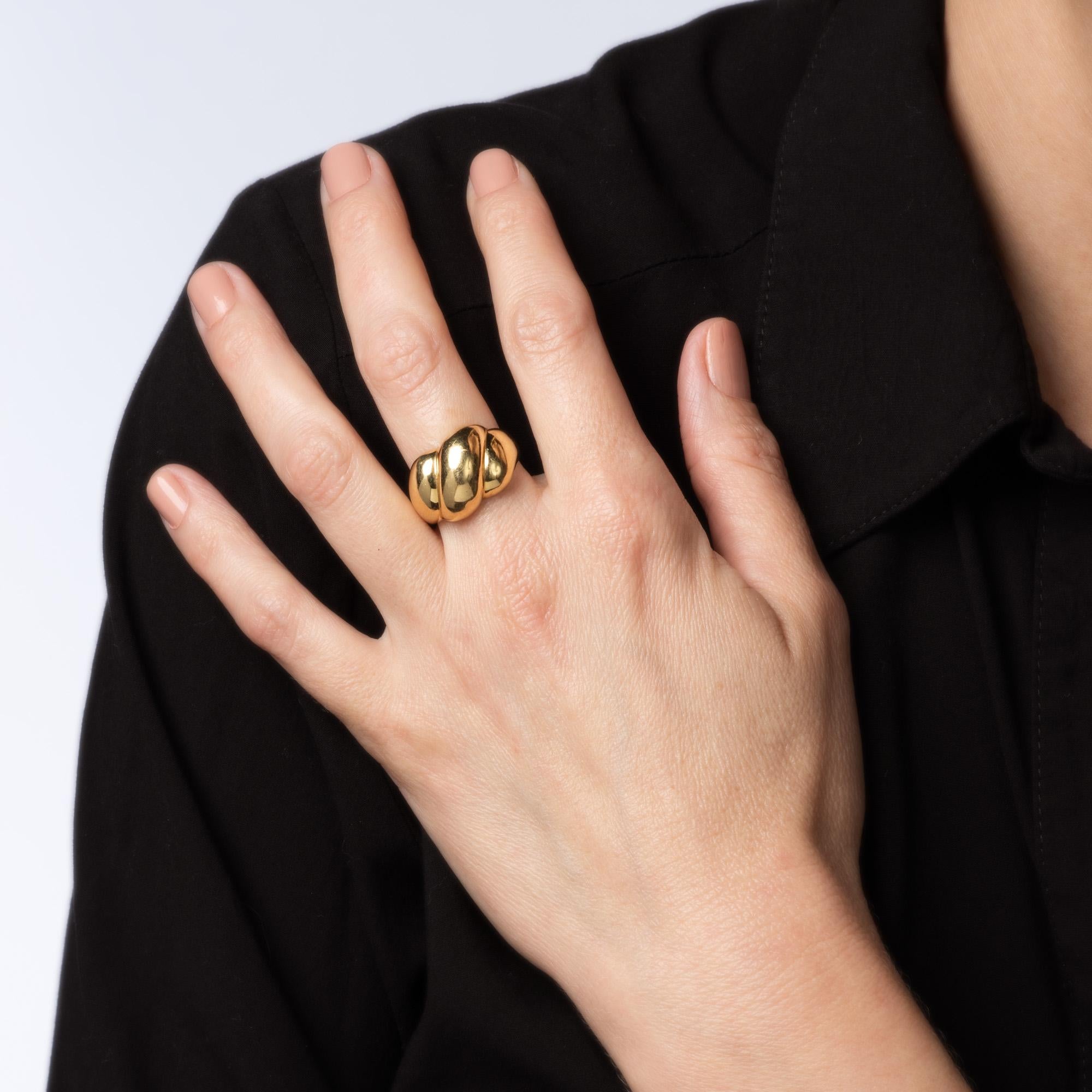 Vintage Fluted Dome Ring 18k Gelbgold Cocktail Band Sz 9 Estate Jewelry 1