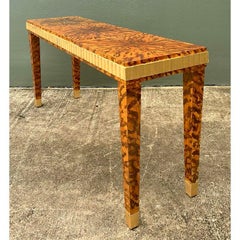 Vintage Fluted Edge Tortoise Faux Finished Lane Console Table