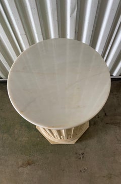 Vintage Italian Fluted Pedestal Table with White Marble Top, 1950s