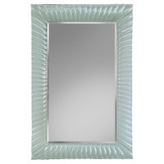 Vintage Fluted Murano Glass Wall Mirror with Beveled Mirror, 1980s