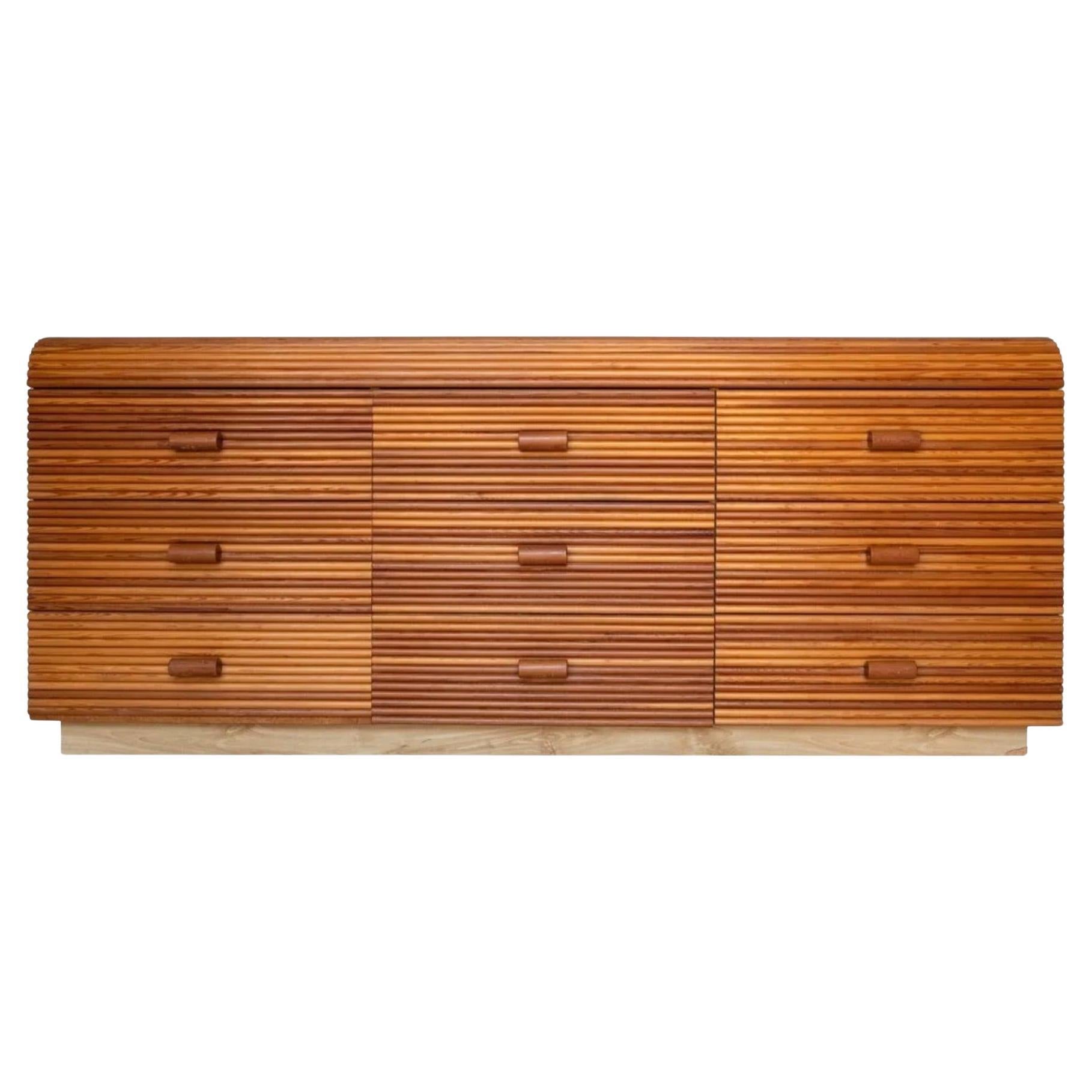 Vintage Fluted Reed Wrapped Dresser For Sale