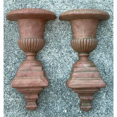 Pochettes murales vintage pour urnes cannelées - une paire