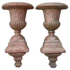 Pochettes murales vintage pour urnes cannelées - une paire