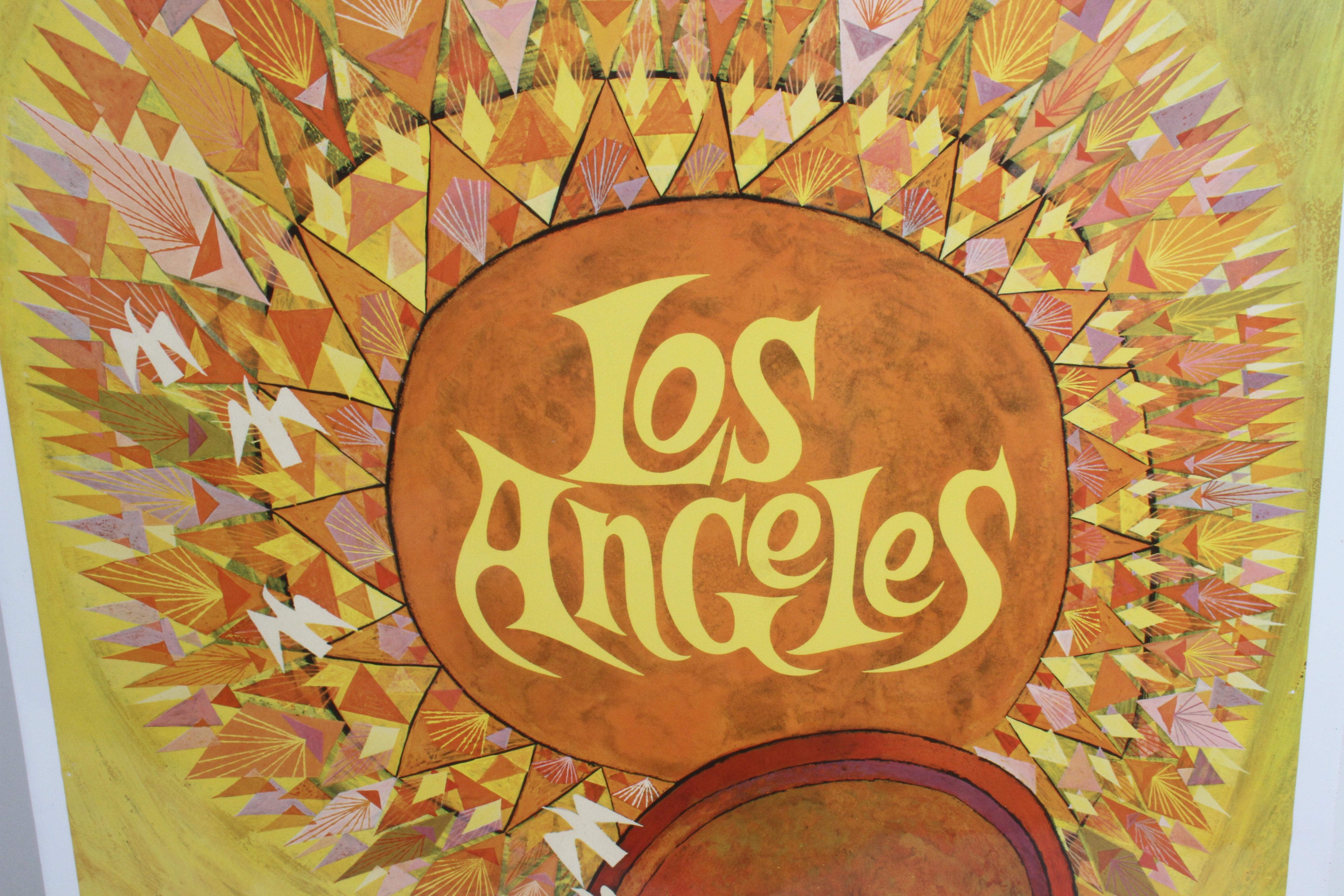Vintage-Poster „Fly TWA Airlines to Los Angles“ des Künstlers David Klein, ca. 1960er Jahre (Moderne der Mitte des Jahrhunderts) im Angebot
